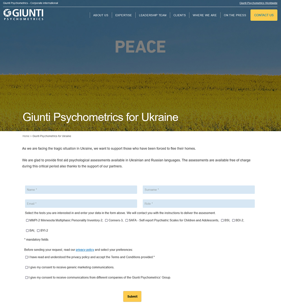 Giunti Psychometrics for Ukraine